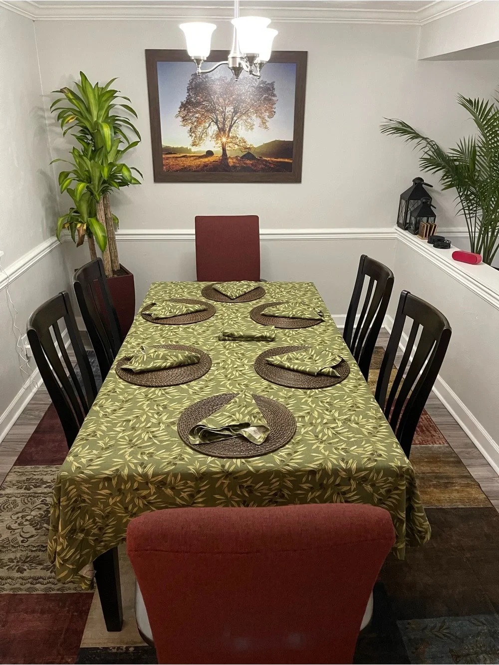 Williams Sonoma 1 Tablecloth 8 Napkins Made In Italy Green With Black Olives
